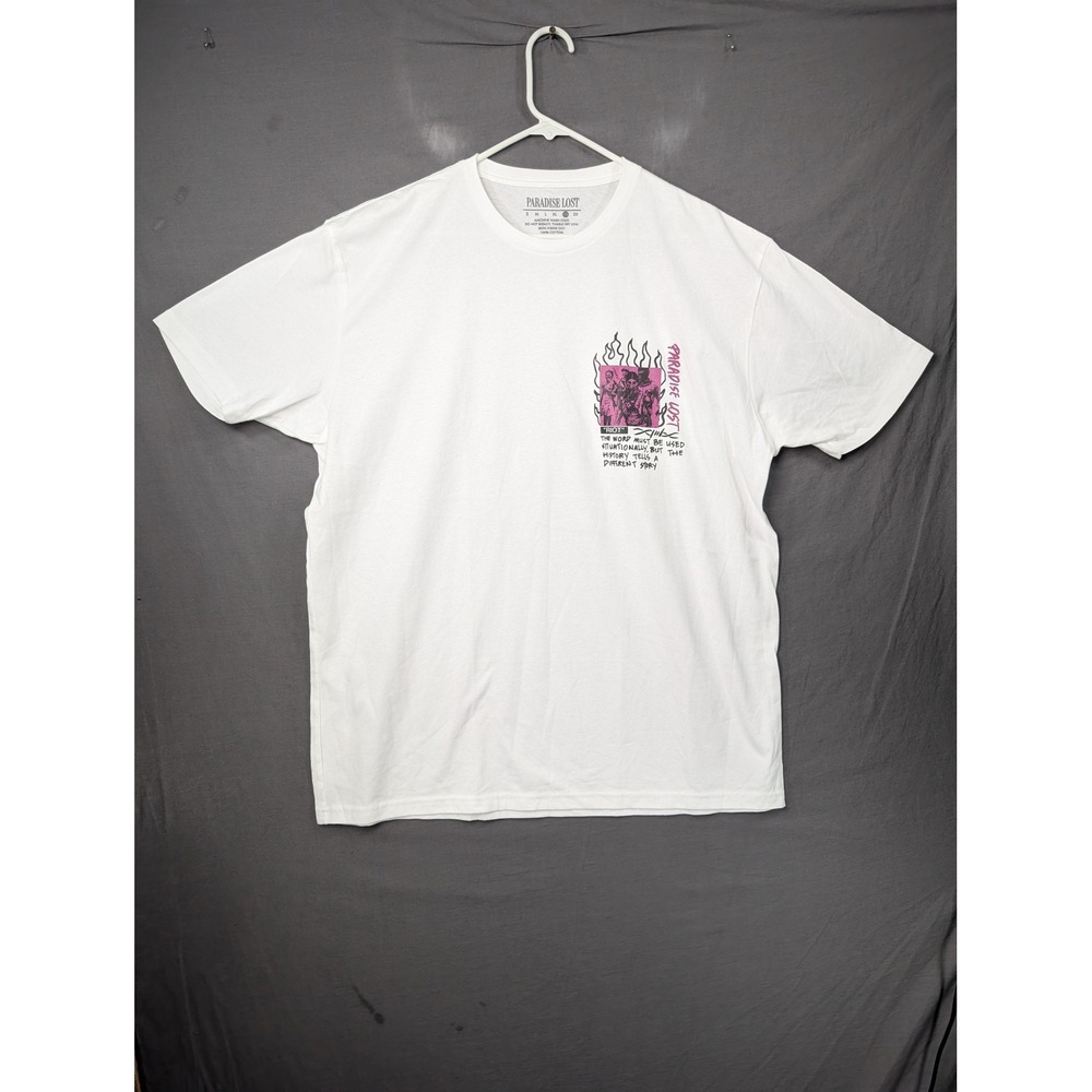 Paradise Lost Riot Graphic T-Shirt White 2X Short Sleeve Cotton Tee
